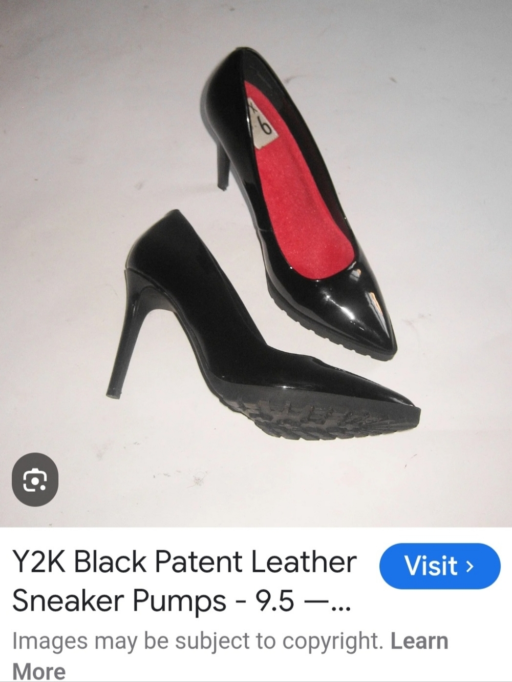 Mix No. 6 Black Patent Pointed-Toe Pumps with Red Insole